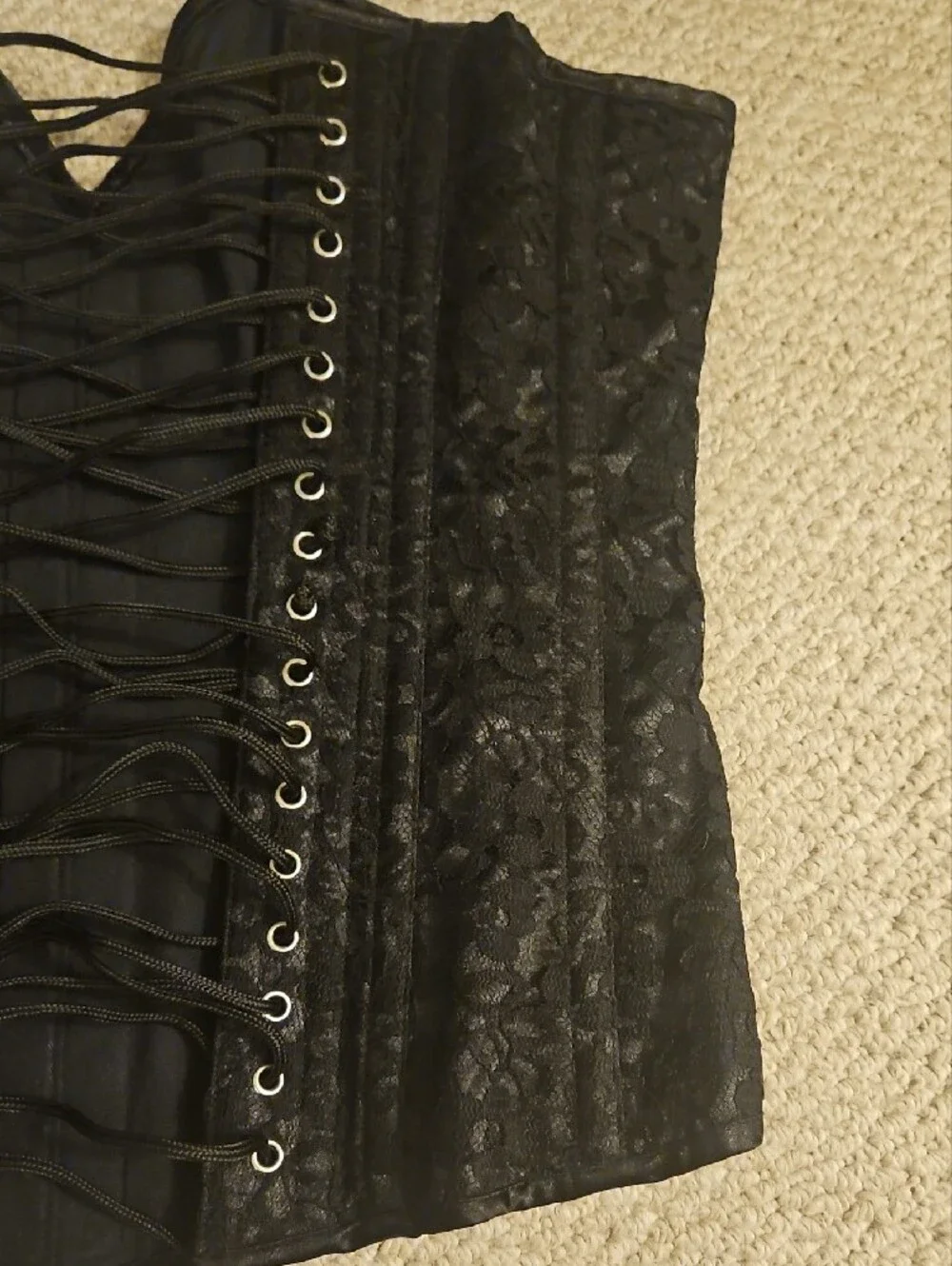 Black Lace-Up Overbust Corset - Unbranded Elegance